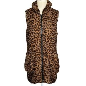 Love Token Vest Womens Small Leopard Print Puffer
